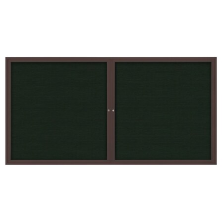 United Visual Products 72"x36" 3-Door Enclosed Outdoor Letterboard, Green Felt/Bronze UV1163D-BRONZE-GREEN